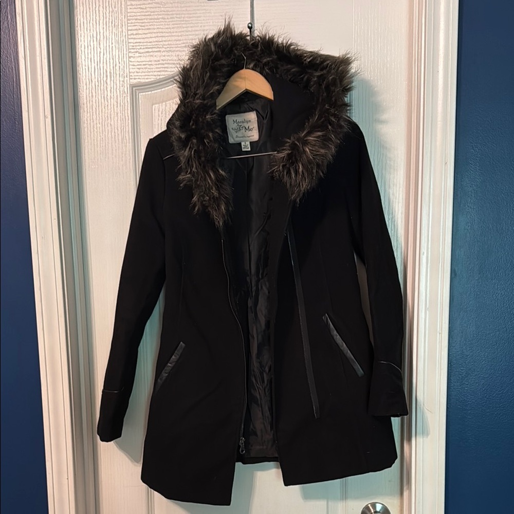 Maralyn & Me Black Jacket with Faux Fur Trim